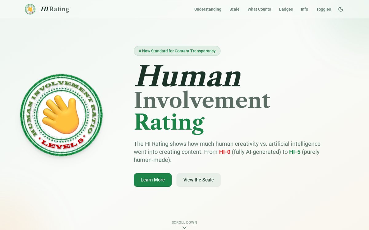 HI Rating — How much of this was actually made by a human?